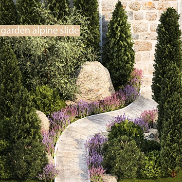 Alpine Garden Collection: Evergreens & Lavender 3D model image 1 