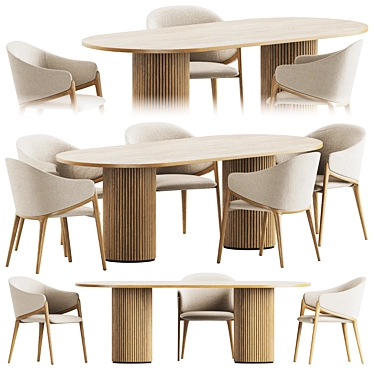 Elegant Dining Set with Angelcerda Chair 3D model image 1 