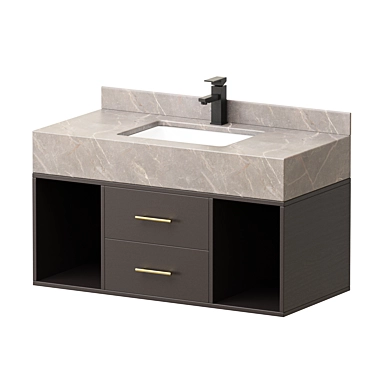 Stone Vessel Sink Floating Vanity 3D model image 1 