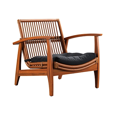 Elegant Rattan Lounge Chair 3D model image 1 