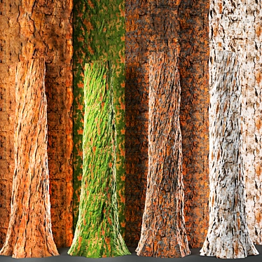 Tree Bark Trunk Textures Bundle 3D model image 1 