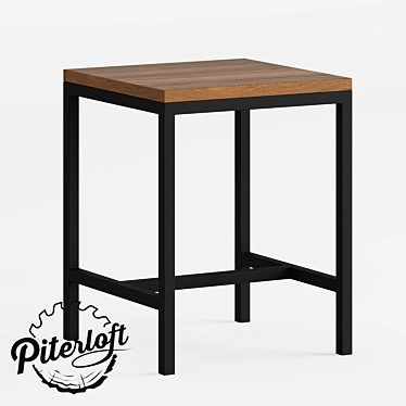 Custom Loft Style Wooden Stool 3D model image 1 