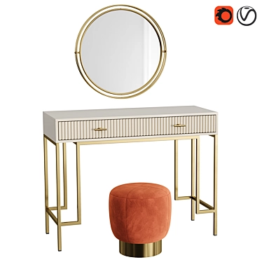 Vanity Set ISIDA Deyk Mirror & Terracotta TARF Pouf 3D model image 1 