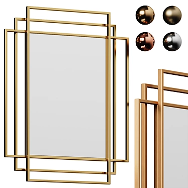 Brass-Embellished Shanghai Wall Mirror 3D model image 1 