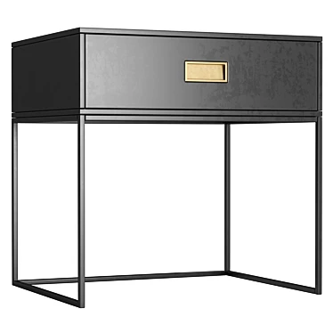 Sleek Metal-Based Black Nightstand 3D model image 1 