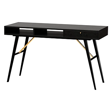 Sleek Oak & Gold Desk 3D model image 1 