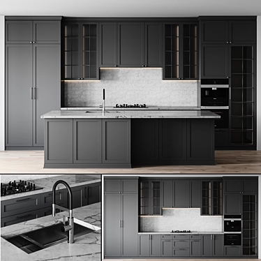 Neoclassic Kitchen 3D Model Set 3D model image 1 