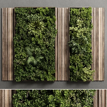 Vertical Wall Garden With Wooden frame - set 53 of houseplants indoor