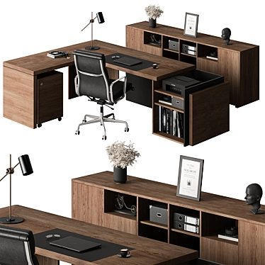 Executive Desk and Chair Set 3D model image 1 