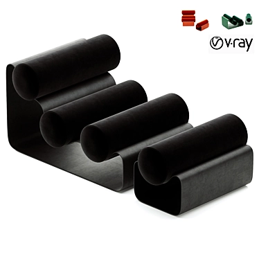 Modern Metal Chair Ottoman Set 3D model image 1 