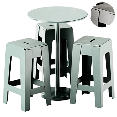  Modern Butter Bar Stool & Linear Cafe Table 3D model image 1 