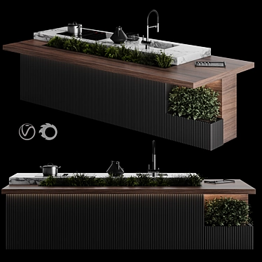 Botanical Kitchen Island Display 3D model image 1 