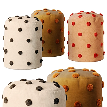 Children's Dot Tufted Pouf Set 3D model image 1 