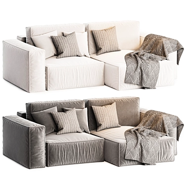 Modern Gray Corner Sofa Set 3D model image 1 