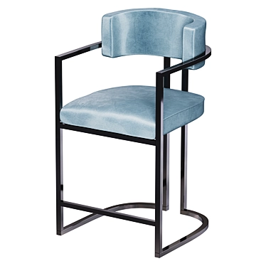 Velvet Half-Bar Stool with Backrest 3D model image 1 