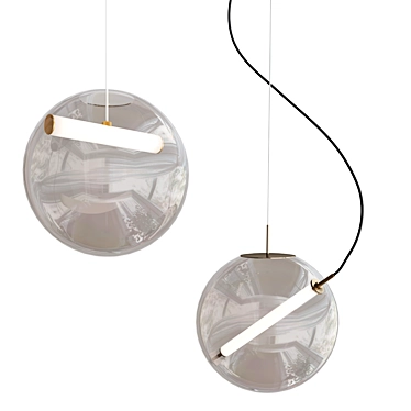 Modern LED Suspension Lamp Pair 3D model image 1 