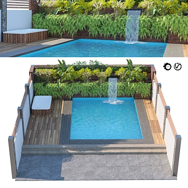 Modern Garden Pool 3D Model 3D model image 1 