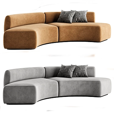 Elegant Curved Modular Fabric Sofa 3D model image 1 