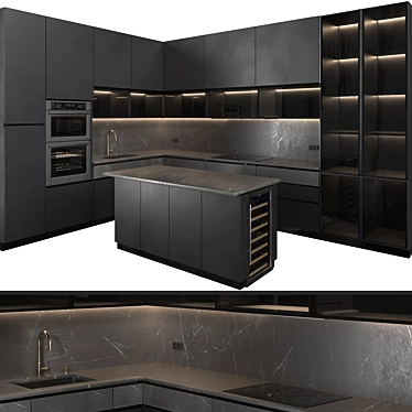 Modern Kitchen 3D Model Kit 3D model image 1 