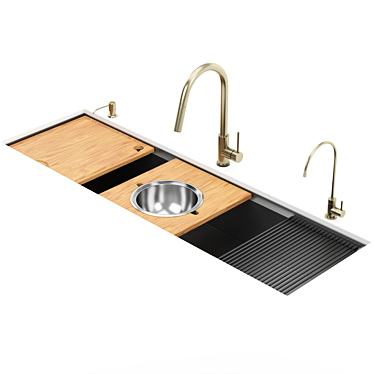 Stainless Steel Kitchen Sink Kit 3D model image 1 