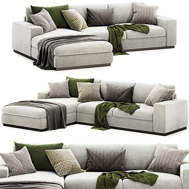 Versatile Light Sepia Corner Sofa 3D model image 1 