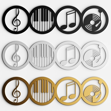 Musical Wall Panel - Black, White, Gold 3D model image 1 