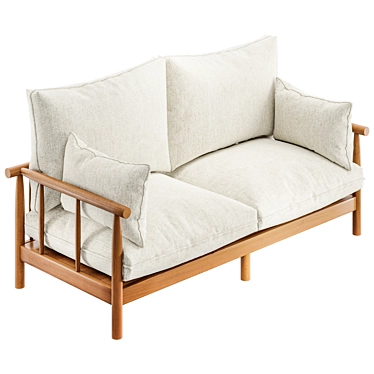 Eucalyptus 2-Seater Solid Wood Sofa 3D model image 1 