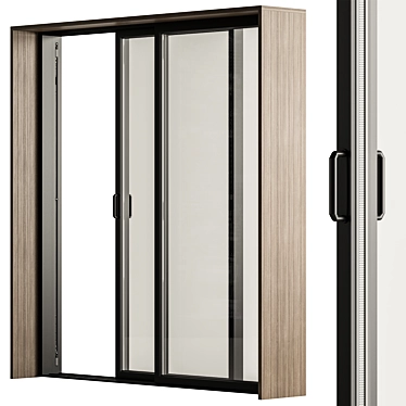 Modern Metal Glass Door Set 3D model image 1 