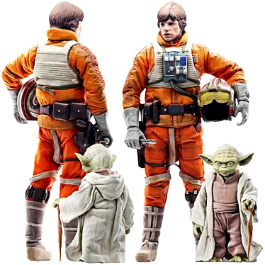 Luke Skywalker & Yoda Figures Set 3D model image 1 