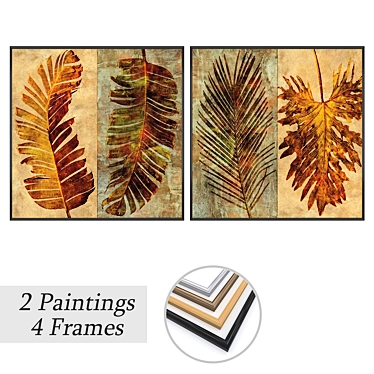 Assorted Art Prints Set with Frames 3D model image 1 