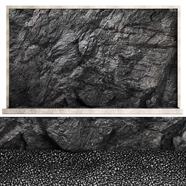 3D Stone Wall Panel - Black Slate 3D model image 1 