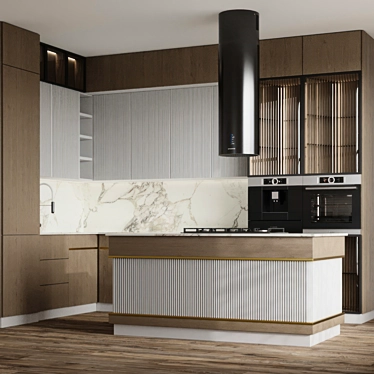 Modern L-Shaped Kitchen 3D Model 3D model image 1 