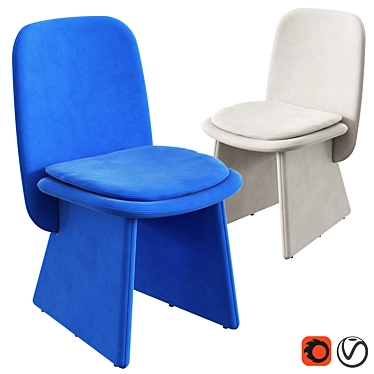 Baxter JODIE Chair in Blue and White Nubuck 3D model image 1 