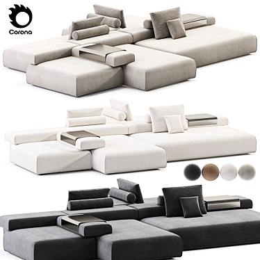 Modern Modular Cinder Block Sofa 3D model image 1 