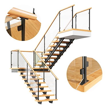 Stylish Modular Staircase Set 3D model image 1 