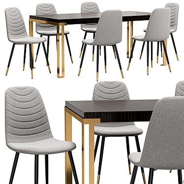 Elegant Dining Set: Chair & Table 3D model image 1 