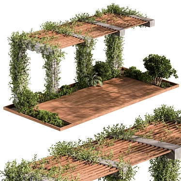 Rustic Arbor with Lush Vines 3D model image 1 