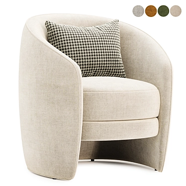 Elegant Fenna Armchair in White 3D model image 1 