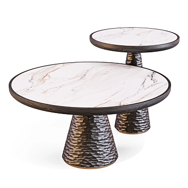 Handcrafted DUO Pedestal Tables 3D model image 1 