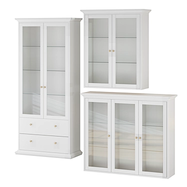 Elegant Glass Display Cabinet Set 3D model image 1 