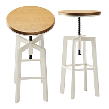 Rotating Wood and Metal Stool 3D model image 1 