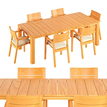 Premium KOS Outdoor Dining Set 3D model image 1 