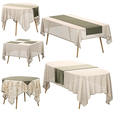 Linen Tablecloth Set with Accessories 3D model image 1 