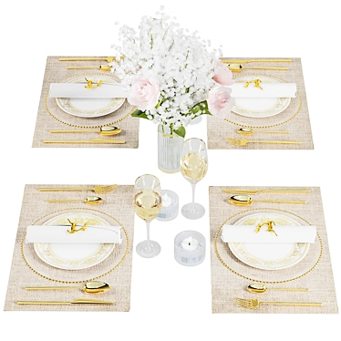  Modern Dining Table Setting V4 3D model image 1 