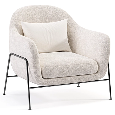 Sheepskin Wiley Ivory Armchair, Elegant 3D model image 1 