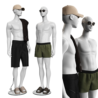 Beachwear Mannequins with Accessories 3D model image 1 