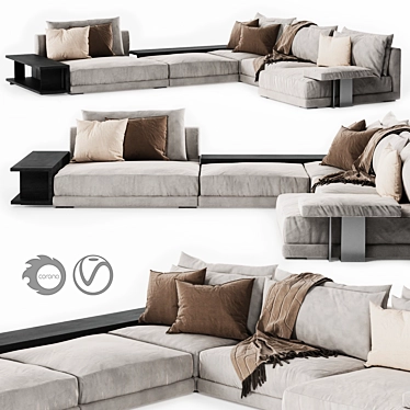 Modular Rottnest Sectional Couch with Storage 3D model image 1 