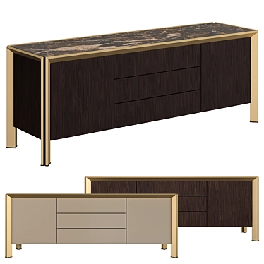 Modern Wooden Sideboard: Easy Edit 3D model image 1 