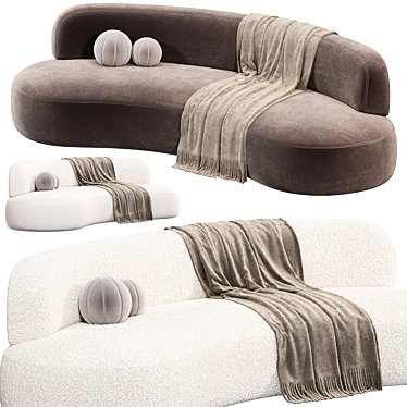 Elegant Curved 4-Seater Sofa 3D model image 1 