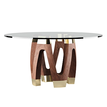 Modern Wave Dining Table Set 3D model image 1 